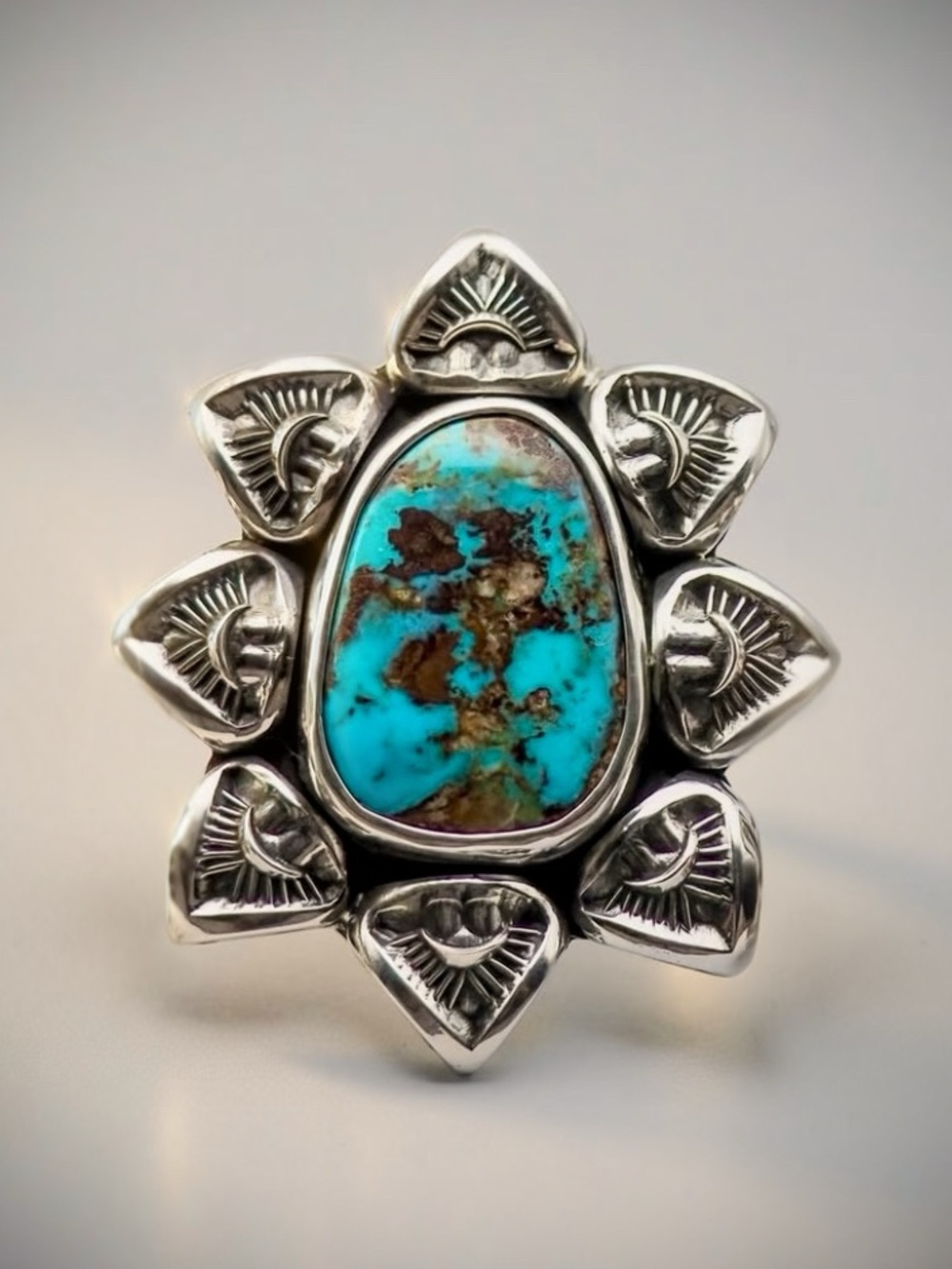 Numi Olive Easter Blue Turquoise Sterling Silver Ring
